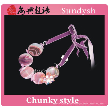 vintage handmade trendy aussage edelstein bunte perle kristall funky rosa modeschmuck mädchen große klobige halsketten großhandel
